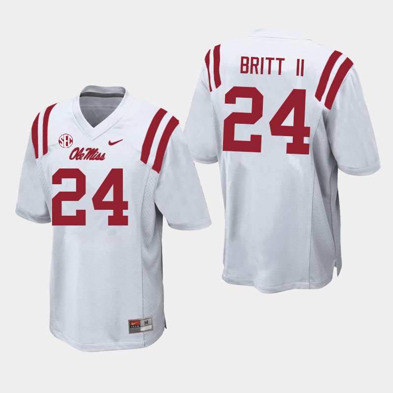 Marc Britt II Ole Miss Rebels NCAA Men's White #24 Stitched Limited College Football Jersey HPY5658RV